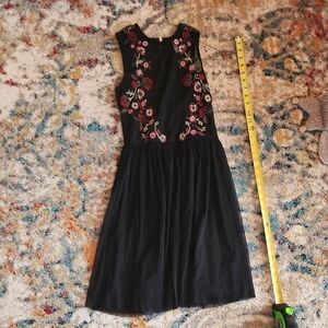 Floral Embroidered Black Dress